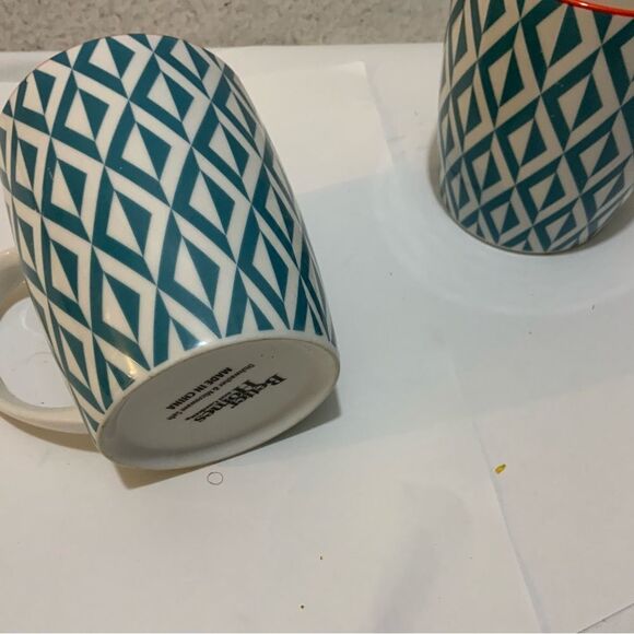 Set 2 Better Homes and Gardens Piers Teal Mug 11 oz VGUC G18 - Picture 3 of 5